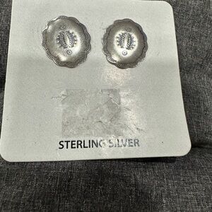 Sterling Silver Concho Style Women's Pierced Earrings